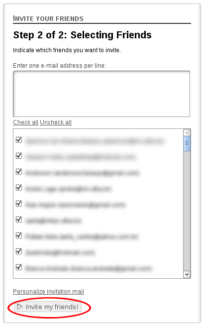 Import invitation for user. Step 2