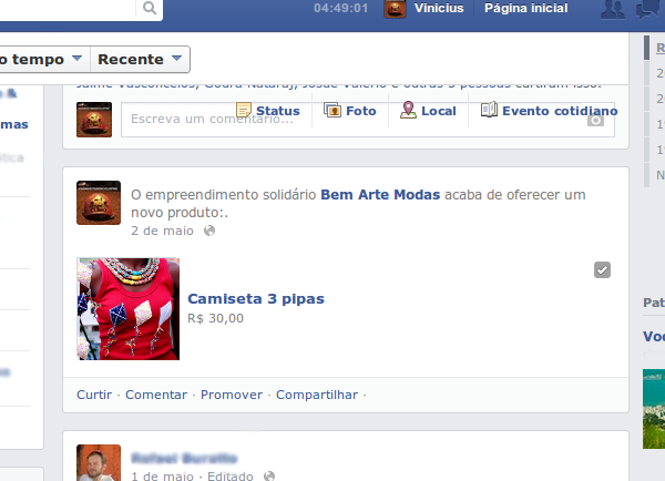 Facebook exemplo display