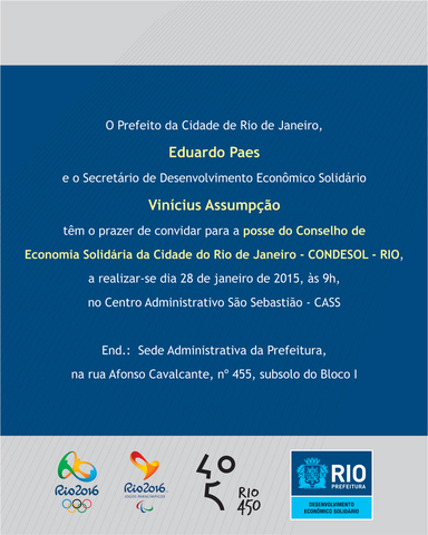 Convite posse do conselho de economia solidaria do rj display